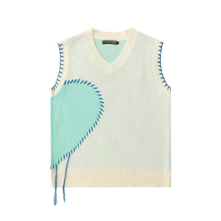 Knitted V-neck OEM Design Jacquard Vest Uniform Sweater