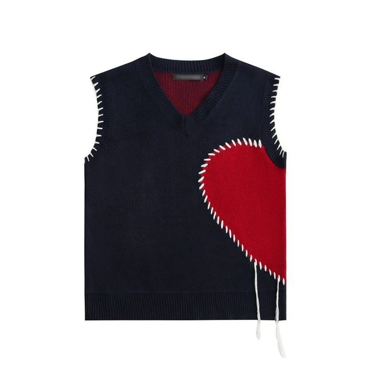 Knitted V-neck OEM Design Jacquard Vest Uniform Sweater