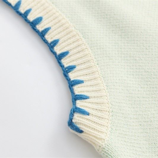 Knitted V-neck OEM Design Jacquard Vest Uniform Sweater