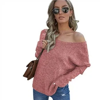 Exponierter einschulteriger einfarbiger Pullover